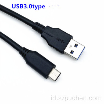 USB3.0 ke kabel data pengisian daya cepat Type-C 3A